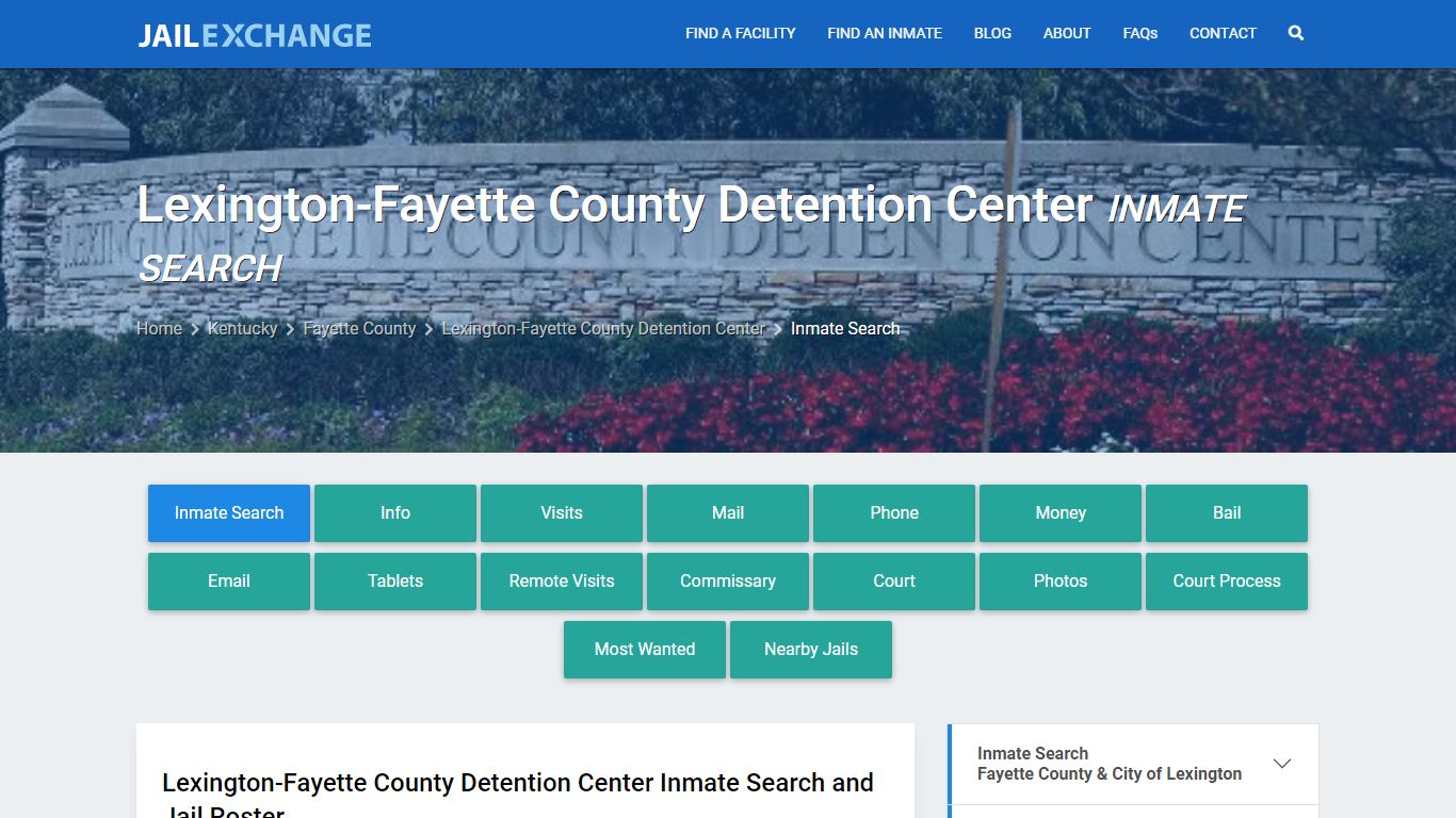 Lexington-Fayette County Detention Center Inmate Search